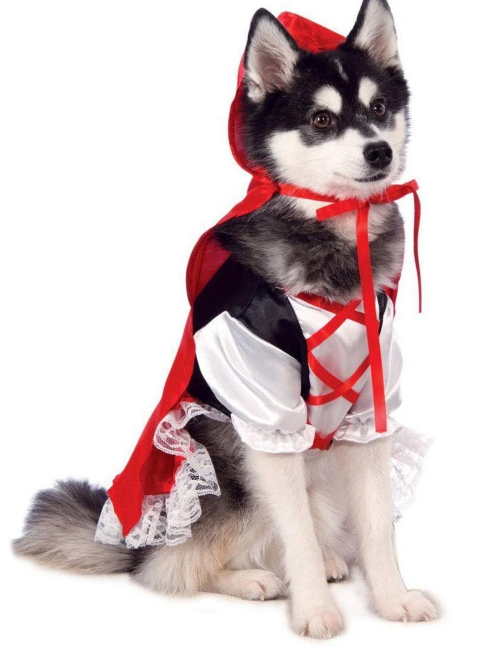 Rubie's Dog/Cat Red and White Little Hooded Dog Cape Costume Brand New